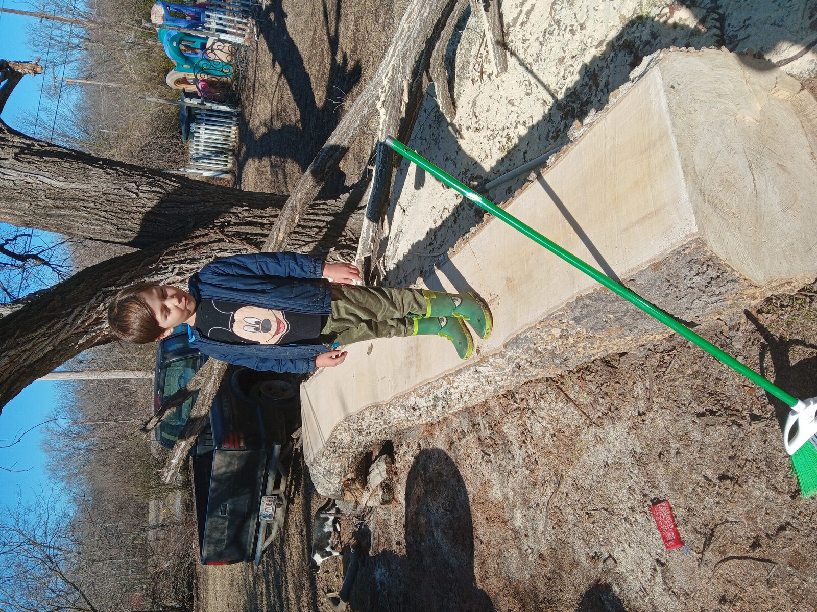 Standing on a freshly milled slab