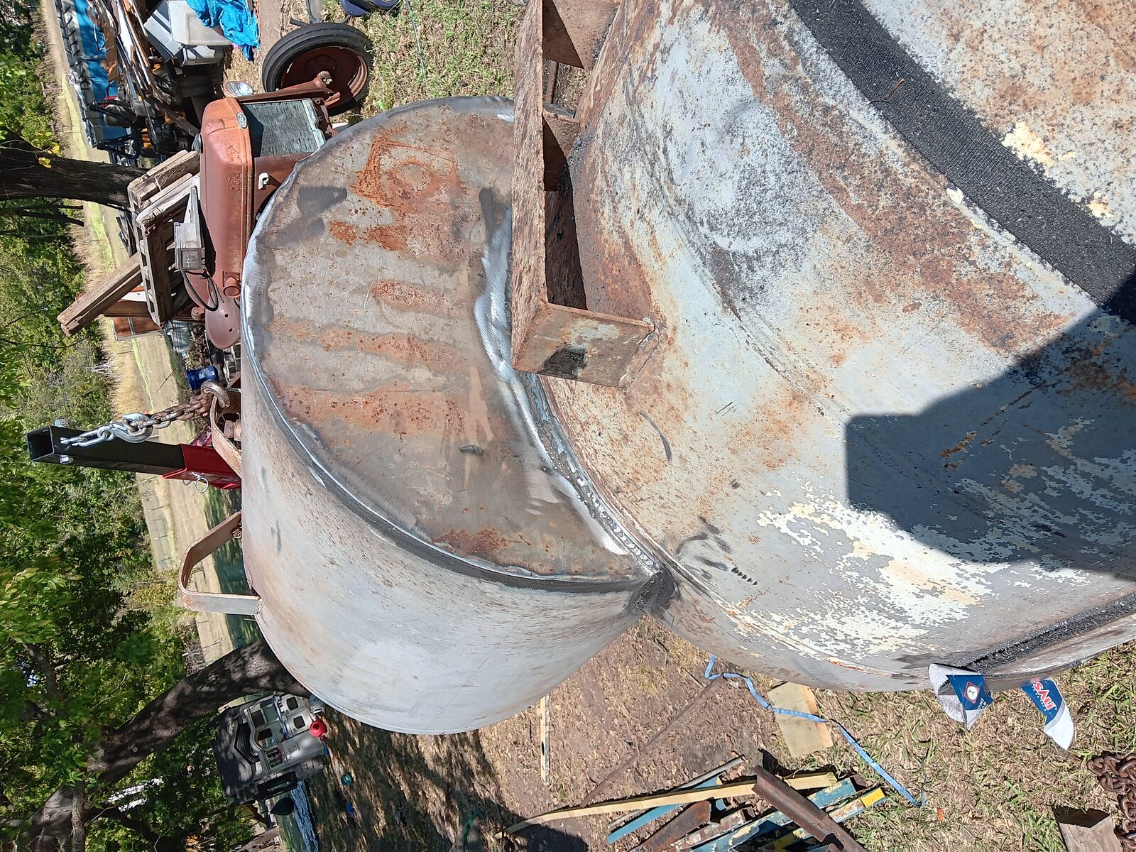 Welded end cap on the firebox — clean welds all around