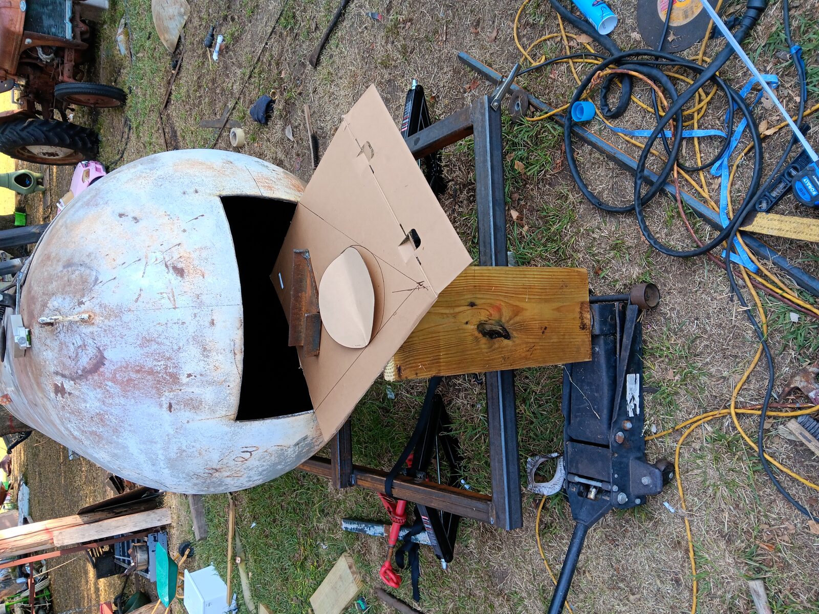 Cardboard template for the firebox door opening
