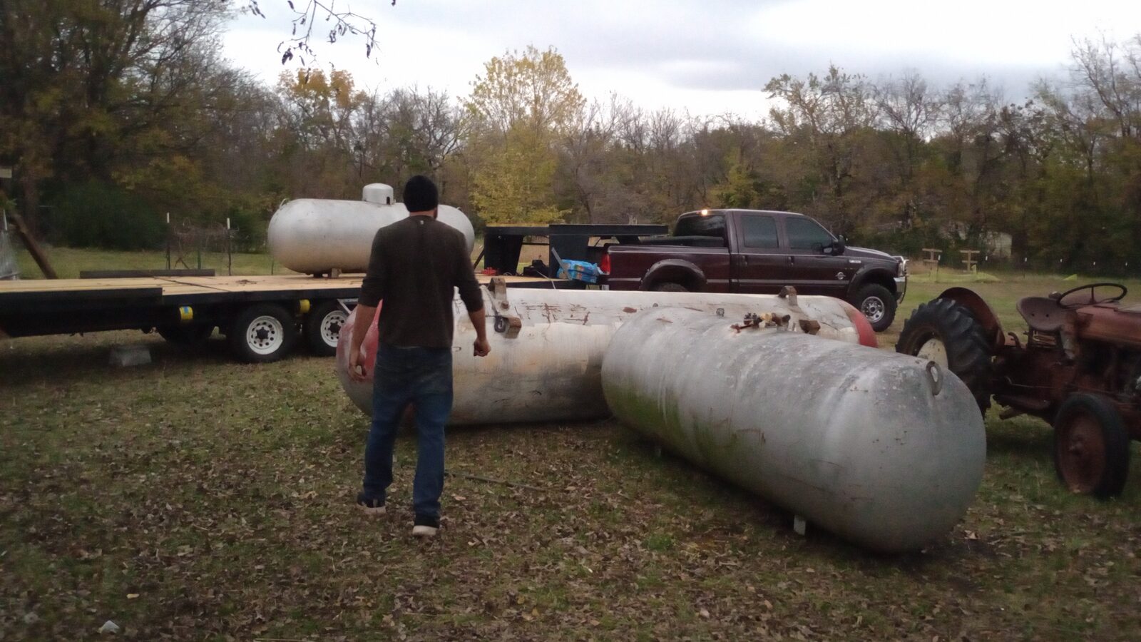Propane tank close-up — valve end visible