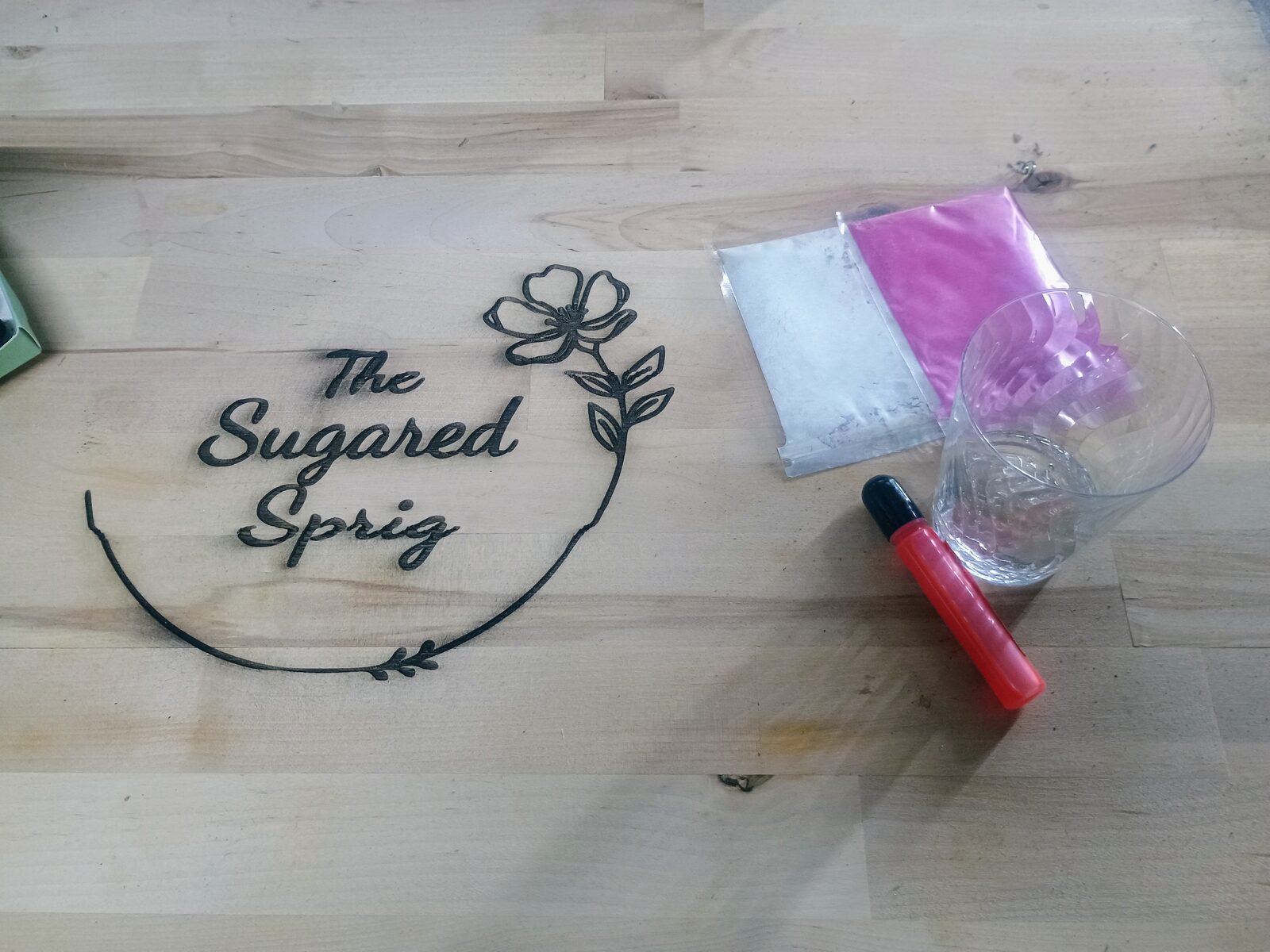 Finished engraving with epoxy pigment ready for filling